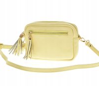Laura Biaggi - torebka listonoszka skóra naturalna żółty groszek TS 04-554