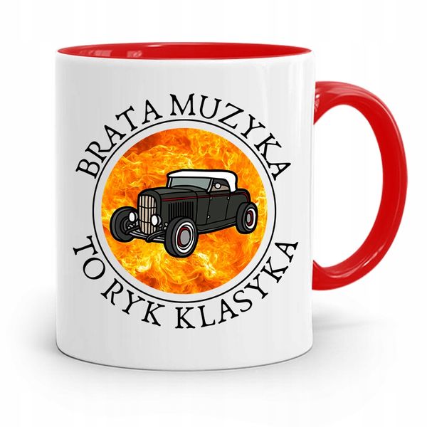 Kubek Czerwony Dla Brata Muzyka To Ryk Klasyka Z Nadrukiem Ze Zdjęciem zdjęcie 1