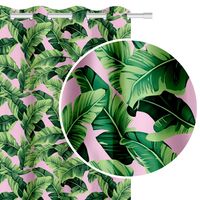 Zasłona gotowa na przelotkach PLANTA 140x250 różowa zielona liście