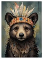 Plakat cyfrowy do wydruku miś indianin