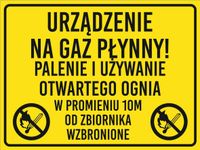 Znak Urządzenie na gaz płynny grawer piktogram 20x15 cm