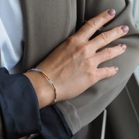Bransoletka urodzeniowa marzec - akwamaryn, złoty hematyt i srebro złocone
