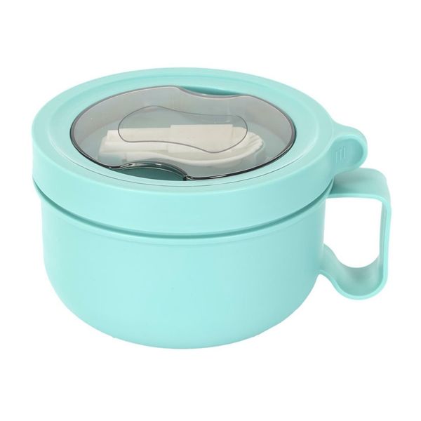 Okrągły Lunch box niebieski z widelcem zdjęcie 1