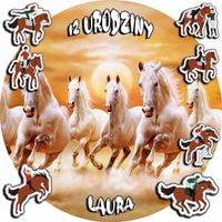 OPŁATEK NA TORT 30CM - KONIE KOŃ KONIK + IMIĘ + GRATIS! 24CM 26CM