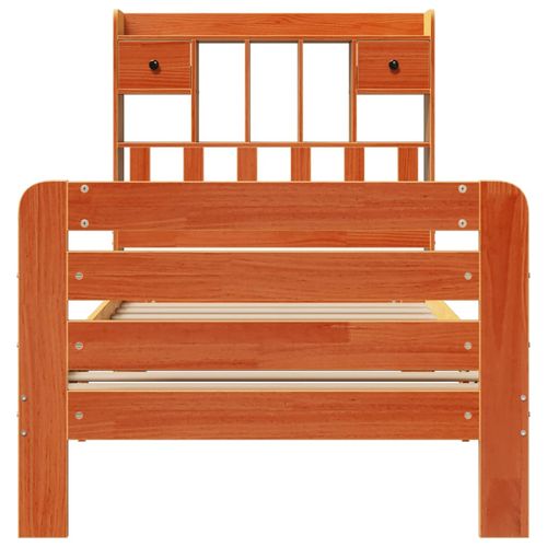 Łóżko z regałem, bez materaca, woskowy brąz, 75x190 cm, sosnowe na Arena.pl