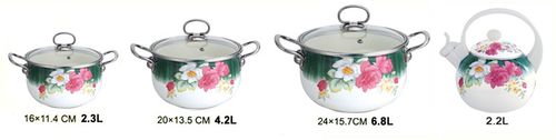 Garnki Emaliowane EDENBERG ROSE 7 ele [EB-1840-C] na Arena.pl