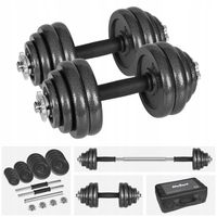 Hantle żeliwne regulowane w walizce z gryfem zestaw 30kg Rebel solidne