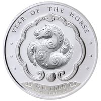 Bhutan: Lunar Rok Konia kolorowany 5 uncji Srebra 2026 Proof