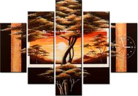 105CM 150CM ZEGAR 5 ELEM ZŁOTO AFRYKI DRUK OBRAZ