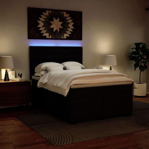 Łóżko kontynentalne z materacem, czarne, ekoskóra 140x200 cm na Arena.pl