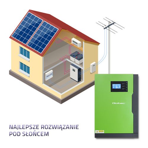 Qoltec Hybrydowy inwerter solarny Off-Grid 5,5kW | 100A | 48V | MPPT | Sinus na Arena.pl