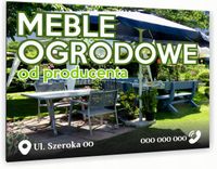 nadruk UV TABLICZKA reklamowa nierdzewna MEBLE OGRODOWE dibond 40x30 cm