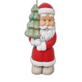 figurka ceramiczna Mikołaj  z choinką 28cm
