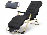 LEŻAK SKŁADANY DO OGRODU FOTEL OGRODOWY PLAŻOWY KRZESŁO KEMPINGOWE CZARNY