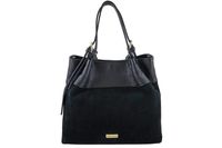 Elegancka torebka damska z naturalnego zamszu - Czarna