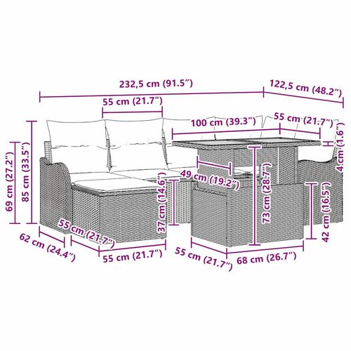 Zestaw Sof na Ogród z poduszką 7 pcs Czarny na Arena.pl
