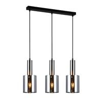 Wisząca LAMPA loftowa SARDO PND-5581-3-SC+SG Italux szklana OPRAWA skandynawski ZWIS tuby nikiel przydymione