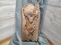 Obraz w drewnie JELEŃ na prezent dla myśliwego 25 cm na tle księżyca i lasu