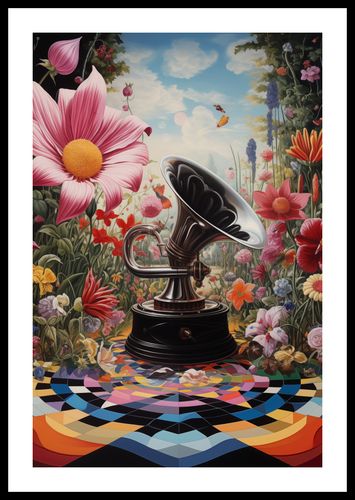 Plakat 40x60cm Gramofon w Kwiatach na Arena.pl