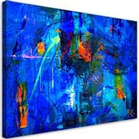 Obraz na płótnie, Niebieska abstrakcja ręcznie malowana 60x40 60x40
