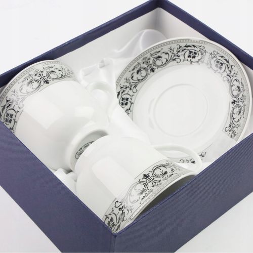 ZESTAW FILIŻANEK Z TALERZYKAMI NA PREZENT 250 ML PORCELANA DO KAWY HERBATY na Arena.pl