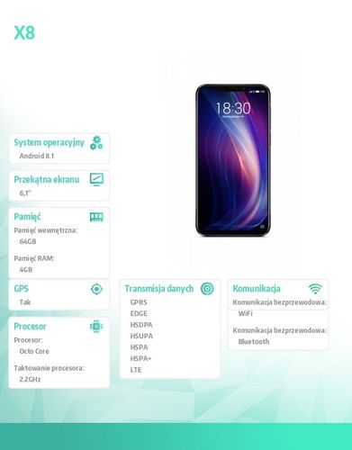 Smartfon X8 64GB czarny na Arena.pl