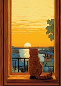 Plakat 67,5x95cm Zachód przez Kocie Oczy