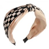 opaska turban pepitka z materiału gruba 6,5cm o462
