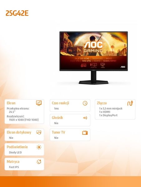Monitor LED 24" AOC 25G42E zdjęcie 15