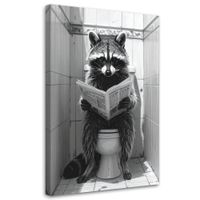 Obraz humorystyczny do łazienki i toalety, Szop pracz w WC 60x90