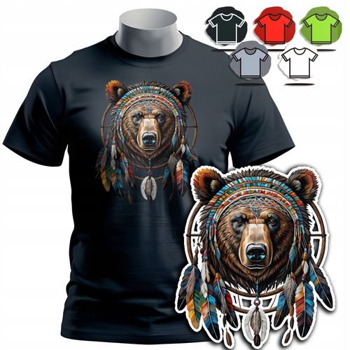 KOSZULKA T-SHIRT MĘSKI WZORY DO WYBORU - NIEDŹWIEDŹ MIŚ ZWIERZE DZIKIE - M na Arena.pl