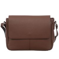 VERA PELLE torebka damska skórzana listonoszka z klapą V556 brązowa
