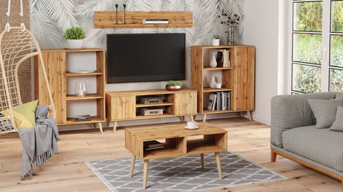 Szafka RTV 155 cm skandynawska dąb craft złoty na Arena.pl