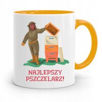 Kubek Zółty Dla Pszczelarza Najlepszy Pszczelarz Z Nadrukiem Ze Zdjęciem