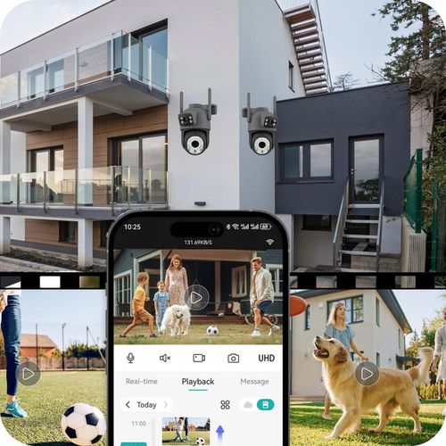 PODWÓJNA KAMERA WIFI IP SMART ZEWNĘTRZNA OBROTOWA 6MPX APLIKACJA ULTRA HD na Arena.pl