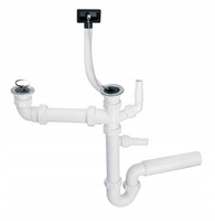 SYFON ZLEWOZMYWAKOWY PODWÓJNY RUROWY DWA SPUSTY BIAŁY 1 1/2'' HC7+DO2-U