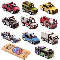 Puzzle Drewniane 3D MINI ZESTAW 10 SAMOCHODÓW MODEL SKŁADANE AUTA PREZENT
