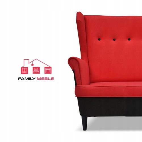 Zestaw wypoczynkowy ARI DUO sofa fotele Family Meble czarno - czerwony na Arena.pl