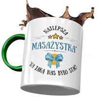 Kubek Zielony Dla Masażystki Najlepsza Masażystka Z Nadrukiem Ze Zdjęciem