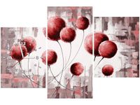 60CM 90 ZEGAR 3 ELEM ABSTRAKCYJNE DMUCHAWCE CZERWIENI ŚCIENNY