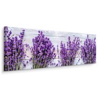 Obraz Panoramiczny Do Jadalni LAWENDA Kwiaty Natura Deski 145cm x 45cm