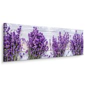 Obraz Panoramiczny Do Jadalni LAWENDA Kwiaty Natura Deski 145cm x 45cm