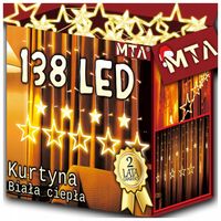 LAMPKI CHOINKOWE ŚWIĄTECZNE LED DUŻA KURTYNA ŚWIETLNA 3M PIĘKNE GWIAZDKI