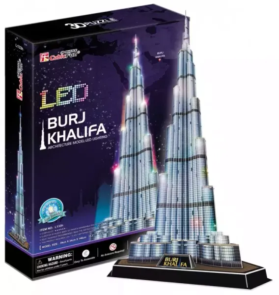 Puzzle 3D 136 elementów. Burj Khalifa + LED zdjęcie 1
