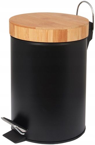 Kosz na śmieci łazienkowy 3l bambus śmietnik do wc łazienki kuchni czarny na Arena.pl