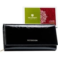 duży, skórzany portfel w czarnym kolorze zamykany na zatrzask - peterson