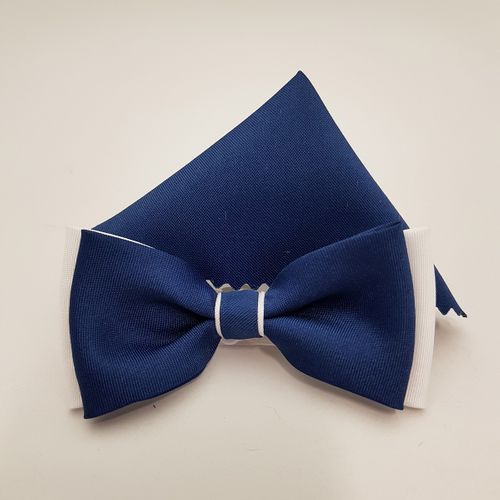 KOMUNIJNA GRANATOWO BIAŁA MUCHA Z GRANATOWĄ POSZETKĄ na Arena.pl