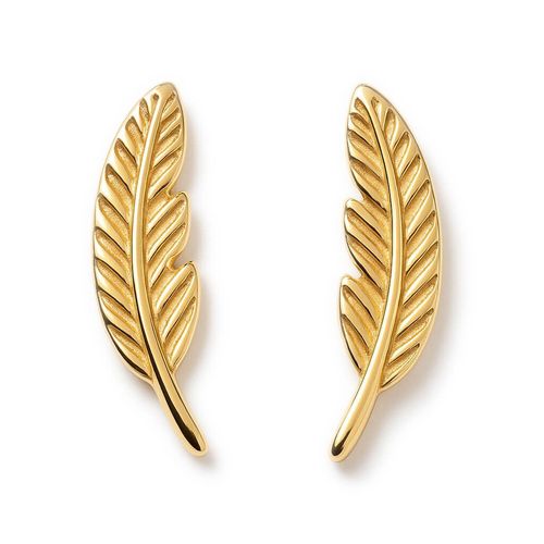 złote kolczyki piórka na sztyfcie, próba 585 na Arena.pl