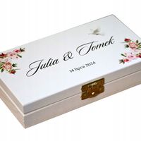 PUDEŁKO NA BANKNOTY PREZENT NA ŚLUB Wesele Pamiątka Ślubu Grawer Życzenia