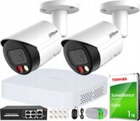 Zestaw Monitoringu Dahua Kamery 2Mpx IR/LED Zewnętrzne Analityka AI NVR 1TB
